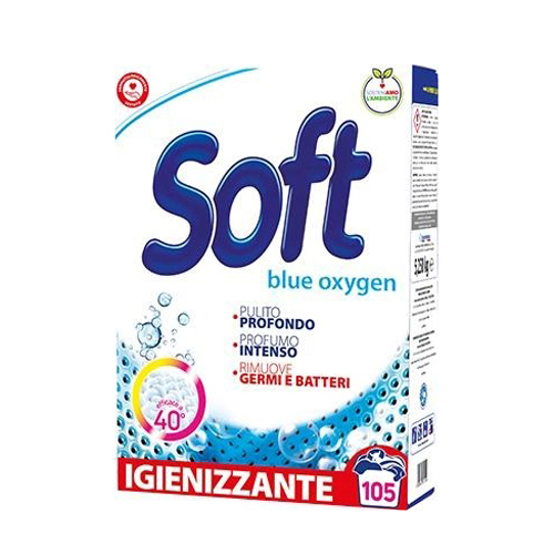 Пральний порошок з активним киснем Soft Blue Oxygen 105 циклів прання 5.25 кг